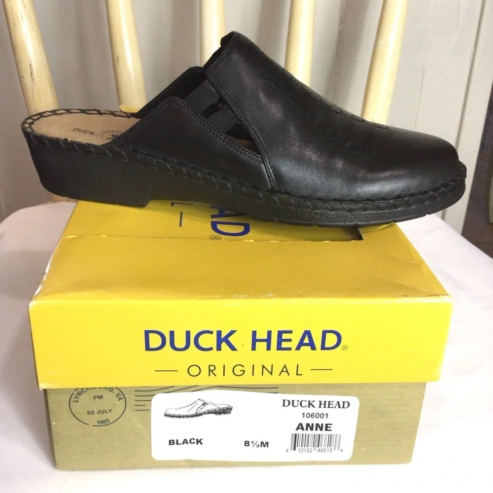 Duck Head Womens Anne Black Slip-on Comfort Clog Shoe Size 8.5